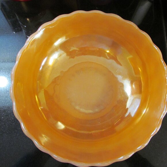 Vintage Anchor Hocking Iridescent Orange Bubble Glass Bowl 8.25" Fantastic Cond - Picture 3 of 14
